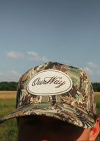 OurWay Camo Trucker Hat —structured trucker cap