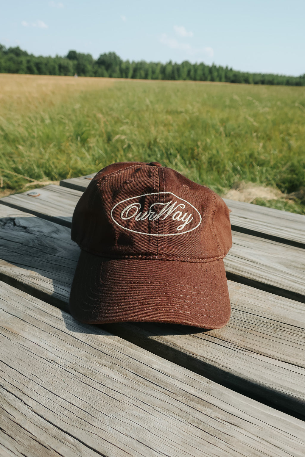 OurWay Brown Dad Hat — quality unstructured baseball cap - perfect for summer