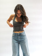 OurWay AllWays Top in grey — women's everyday tank top styled with jeans