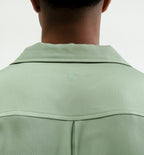 OurWay Ease Shirt in green — men's relaxed fit everyday button-up with subtle logo embroidered
